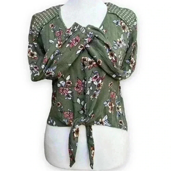 Cropped Tie Front Blouse Size XS - Picture 5 of 11